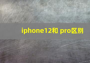 iphone12和 pro区别